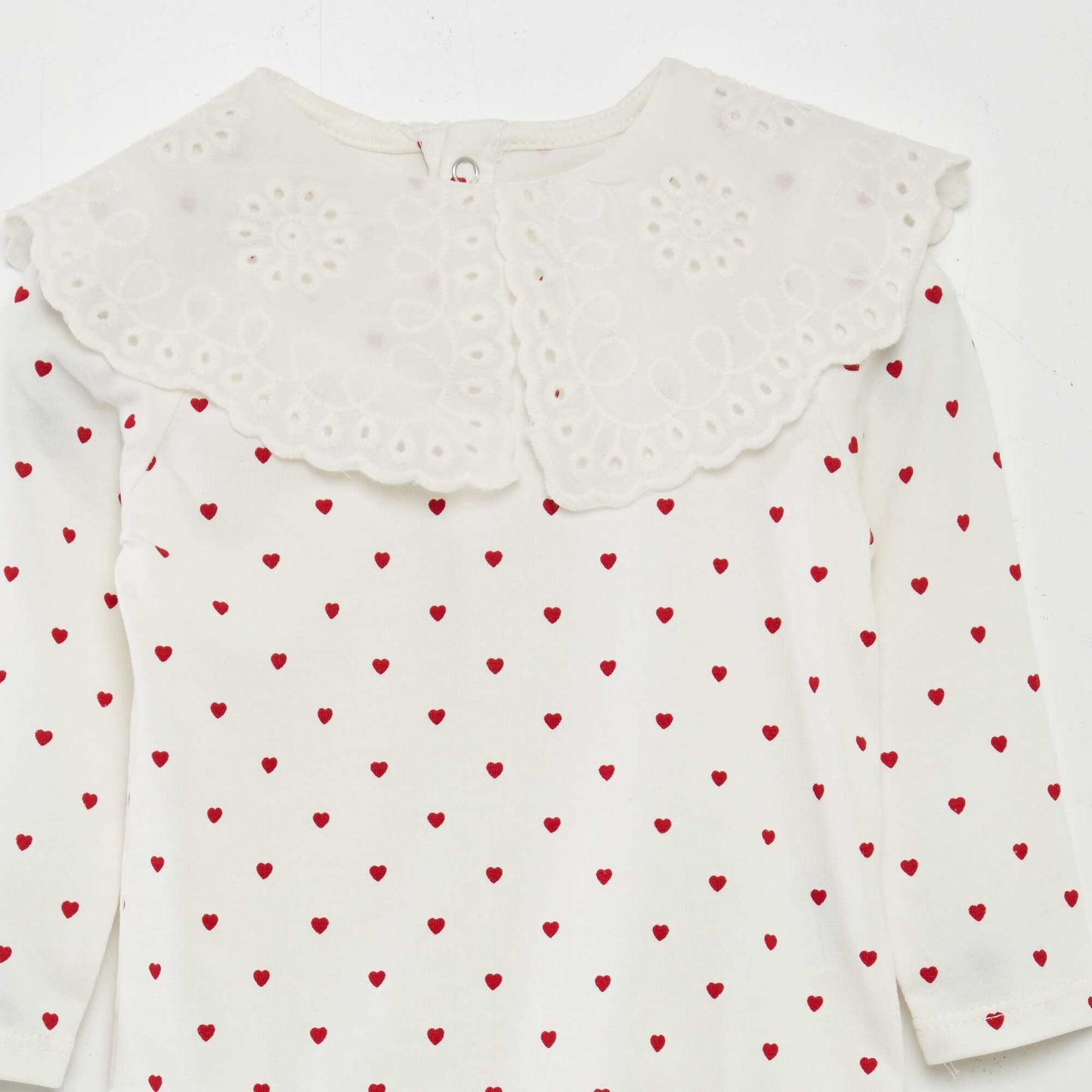 Patterned bodysuit with Peter Pan collar WHITE