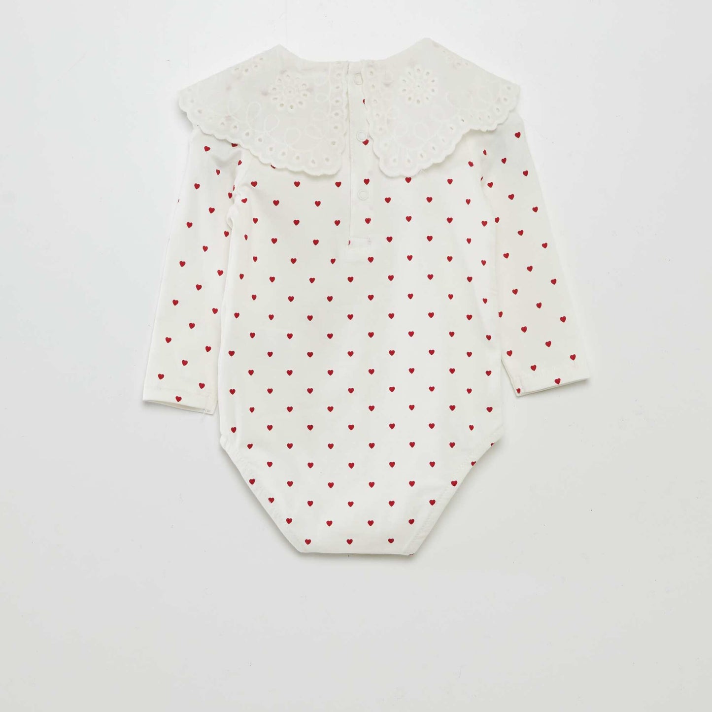 Patterned bodysuit with Peter Pan collar WHITE