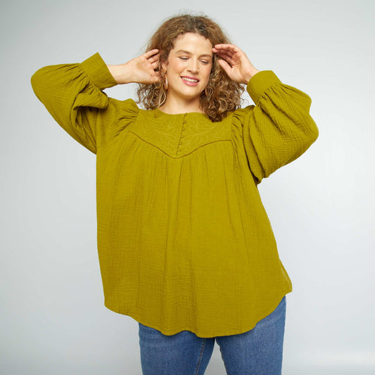 Cotton gauze blouse GREEN