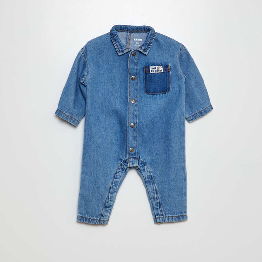 Denim all-in-one with press-stud fastening BLUE