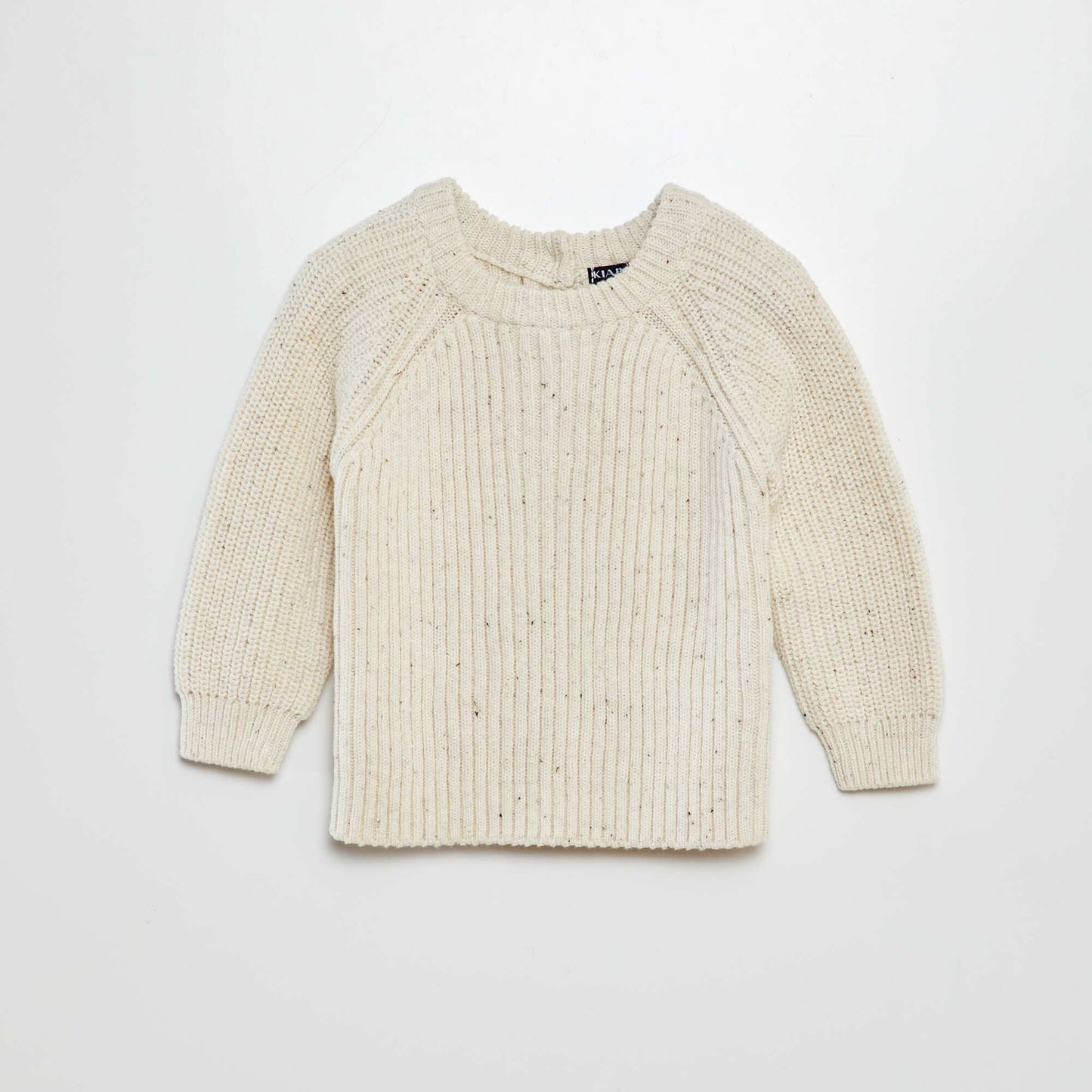 Knitted sweater with 3-button collar BEIGE