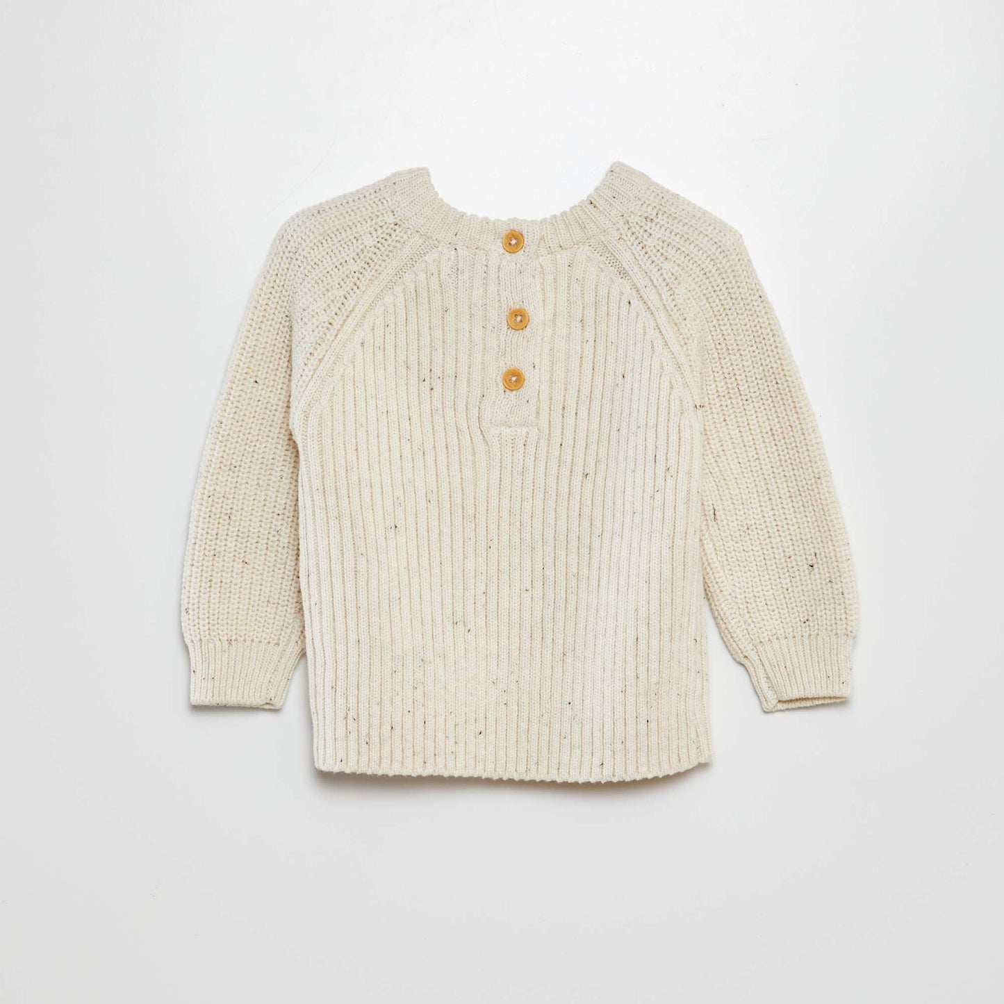 Knitted sweater with 3-button collar BEIGE