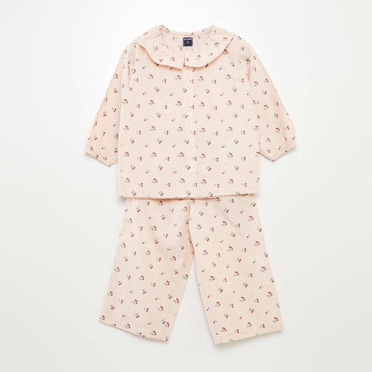 Long gingham pyjamas - 2-piece set PINK