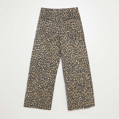 Wide-leg denim trousers BEIGE