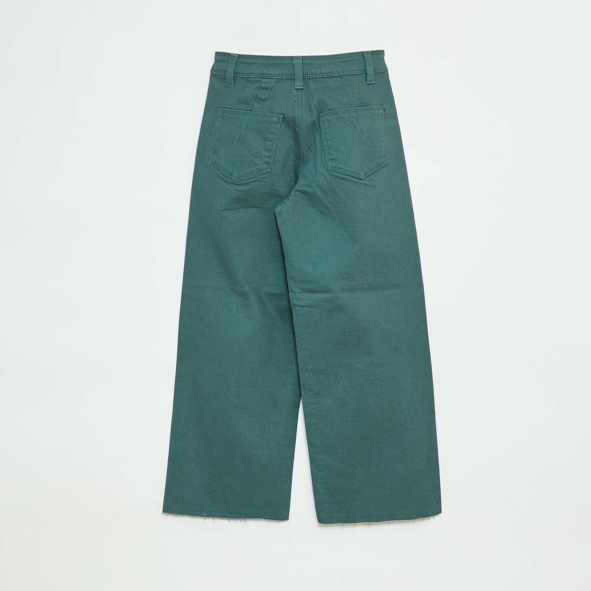 Wide-leg denim trousers GREEN