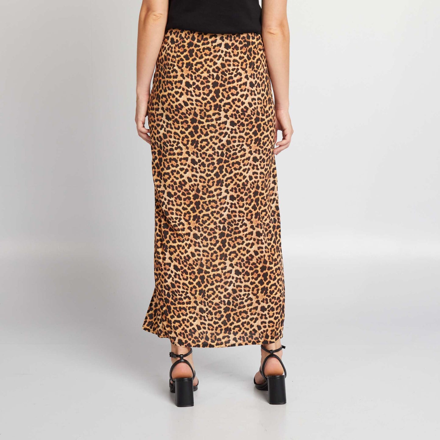 Flowing leopard print skirt BROWN