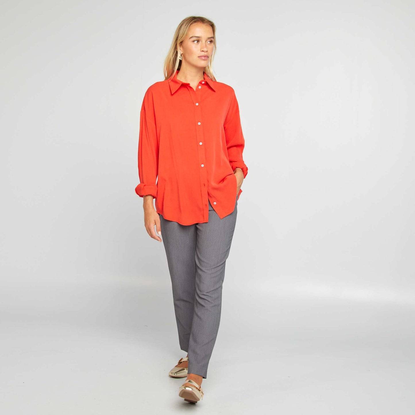 Flowing crêpe shirt RED