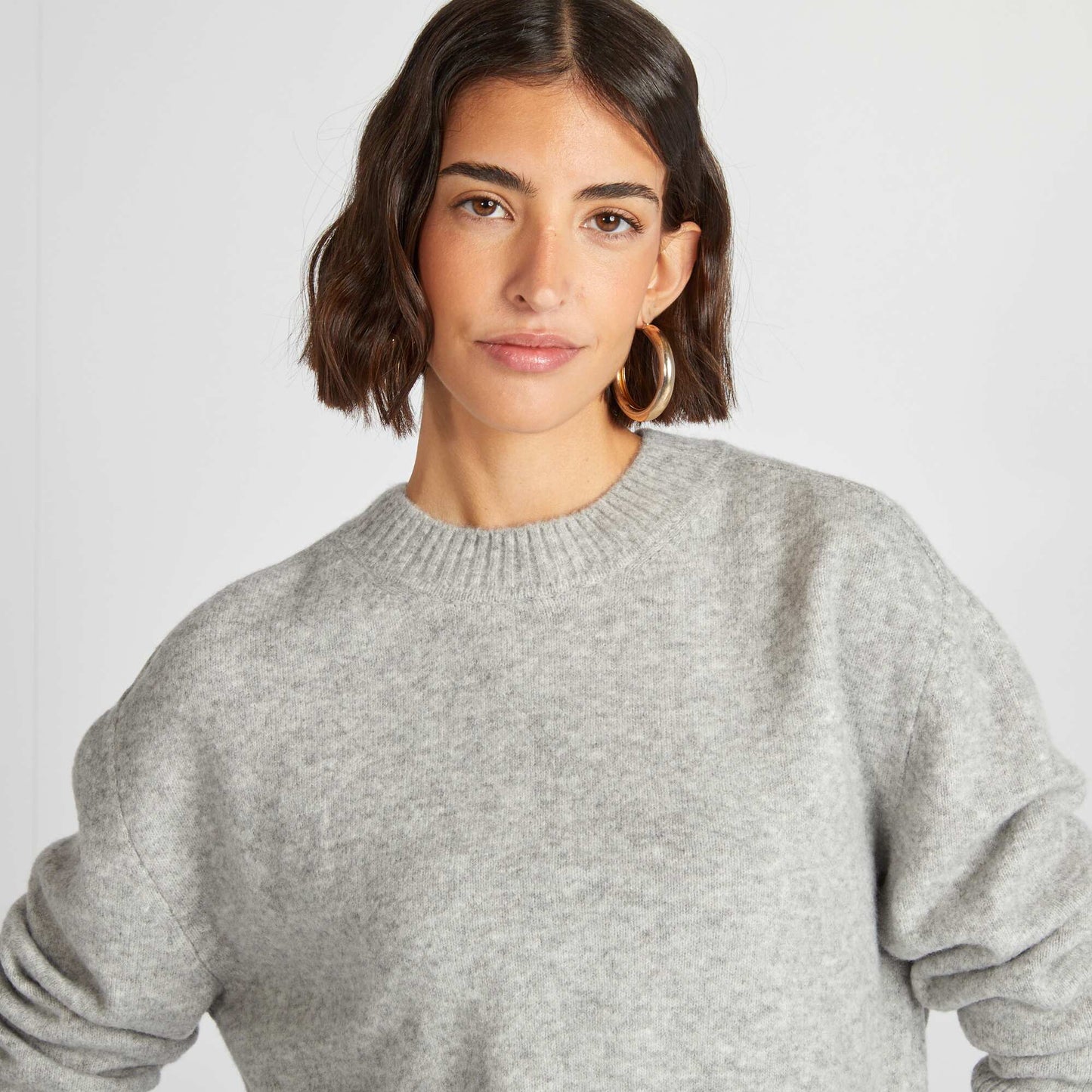 Long round-neck sweater GREY