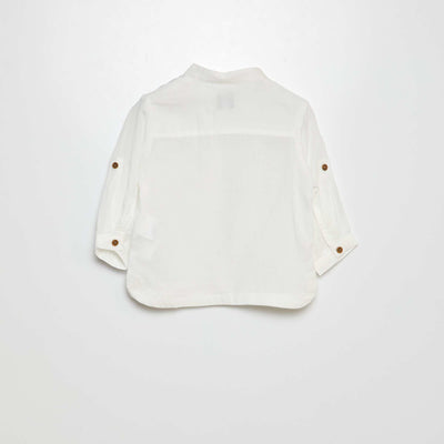 Lightweight shirt with mandarin collar WHITE