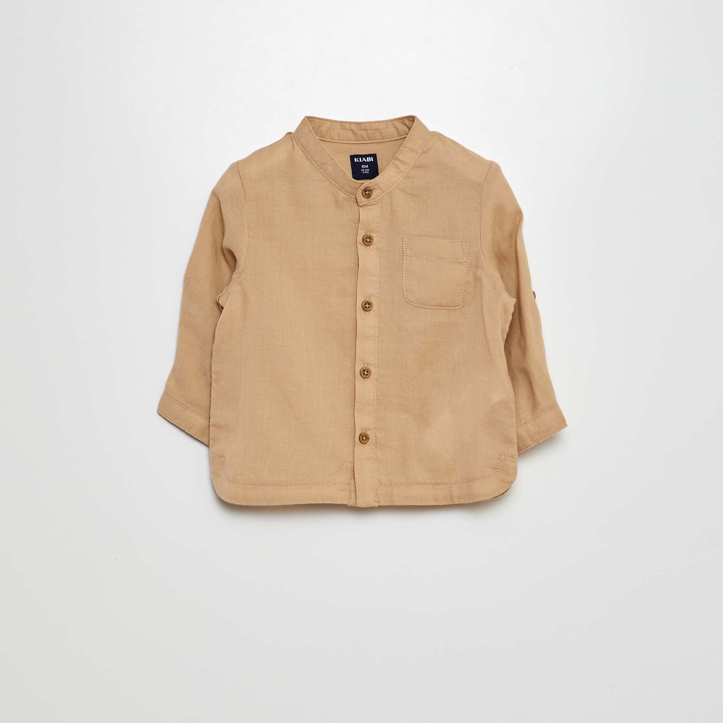 Lightweight shirt with mandarin collar BEIGE