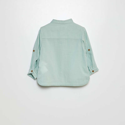 Lightweight shirt with mandarin collar blue