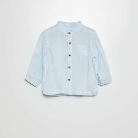 Lightweight shirt with mandarin collar BLUE