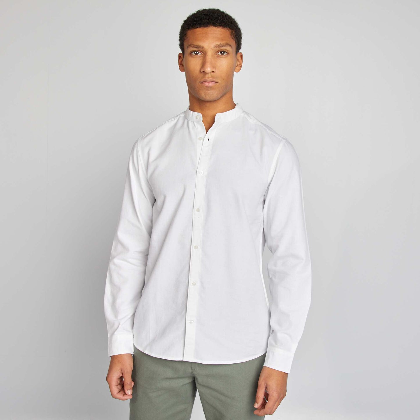 Oxford shirt with mandarin collar WHITE