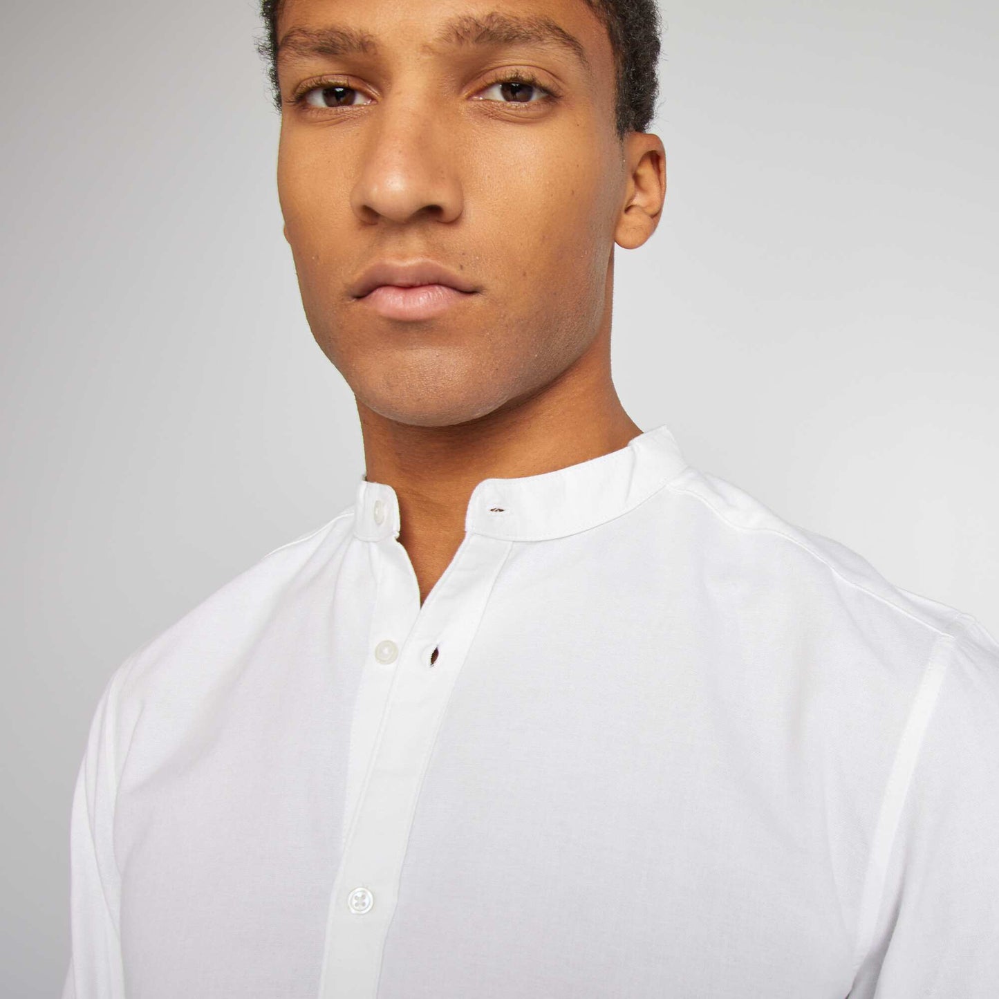 Oxford shirt with mandarin collar WHITE