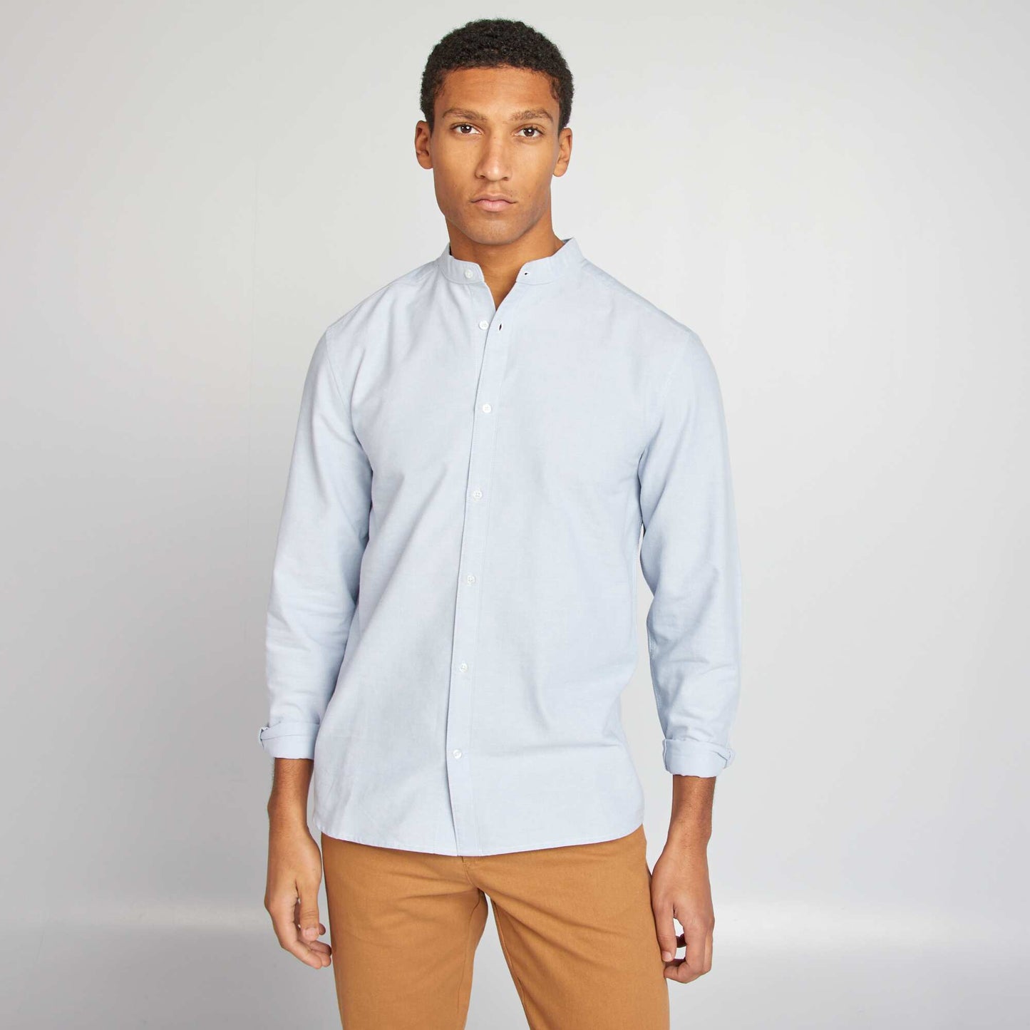 Oxford shirt with mandarin collar BLUE