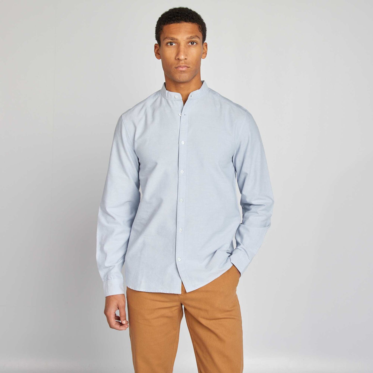 Oxford shirt with mandarin collar BLUE