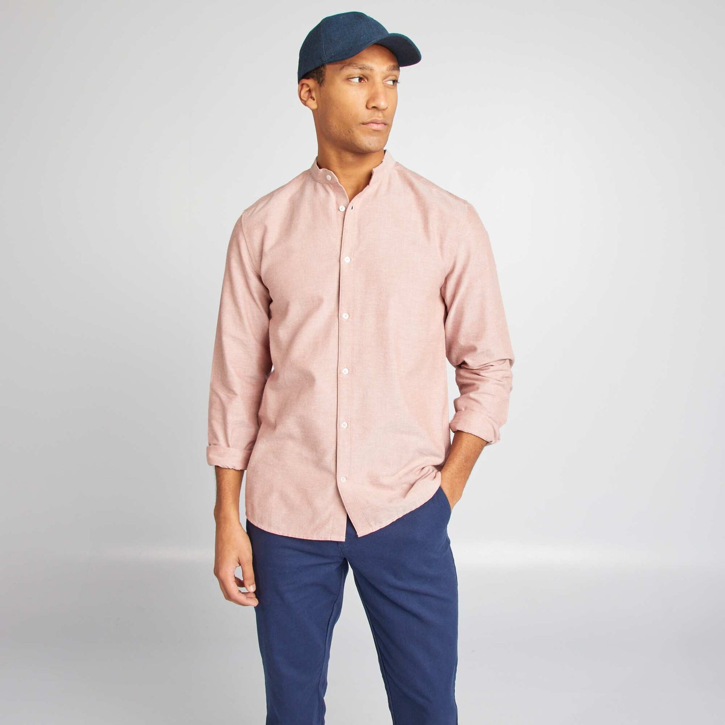 Oxford shirt with mandarin collar PINK