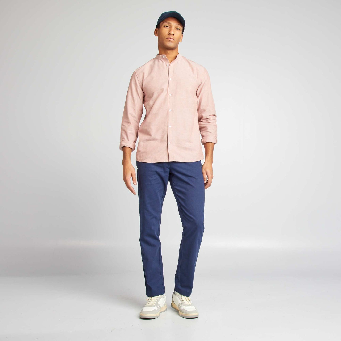 Oxford shirt with mandarin collar PINK