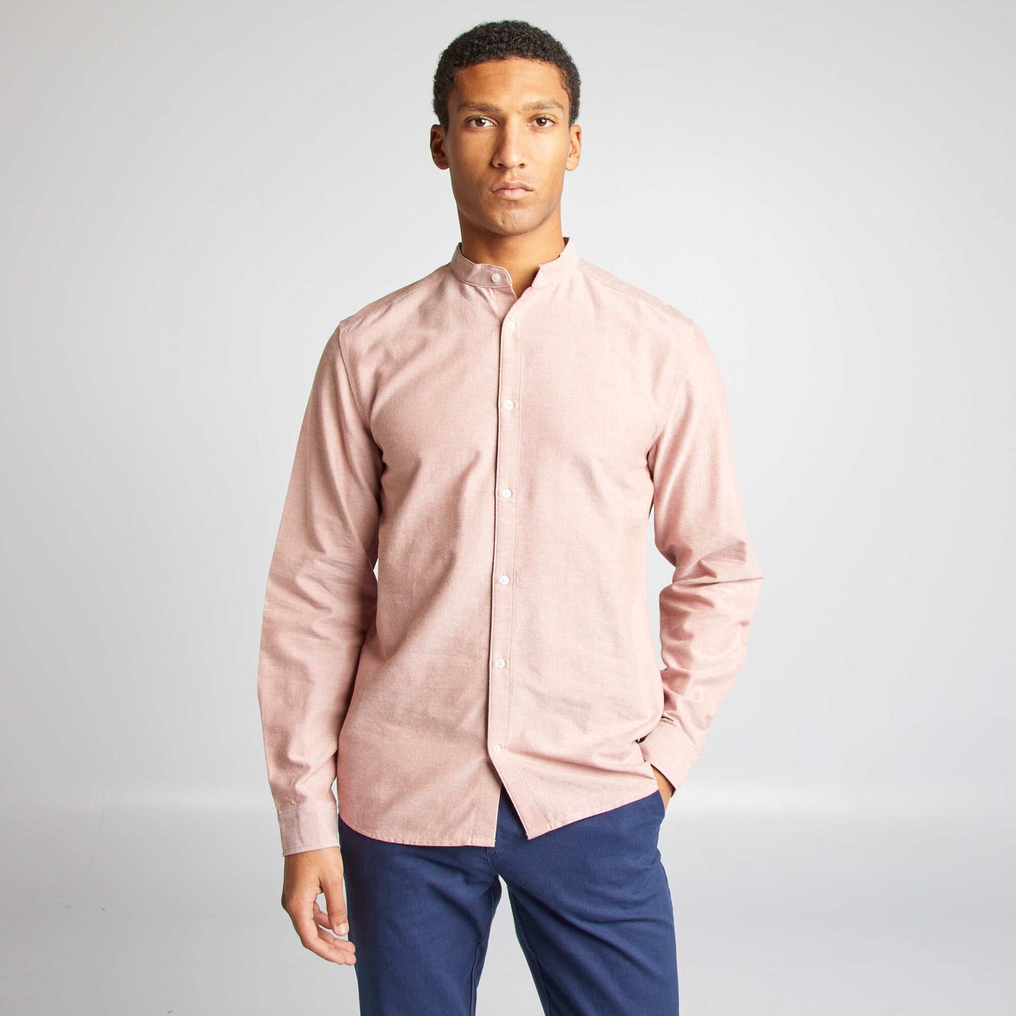 Oxford shirt with mandarin collar PINK