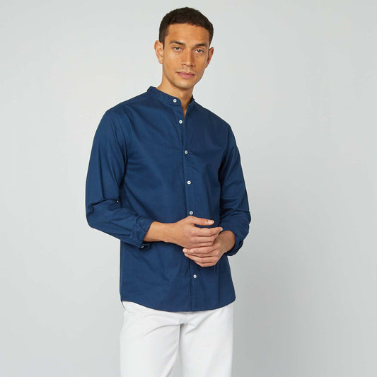 Oxford shirt with mandarin collar BLUE