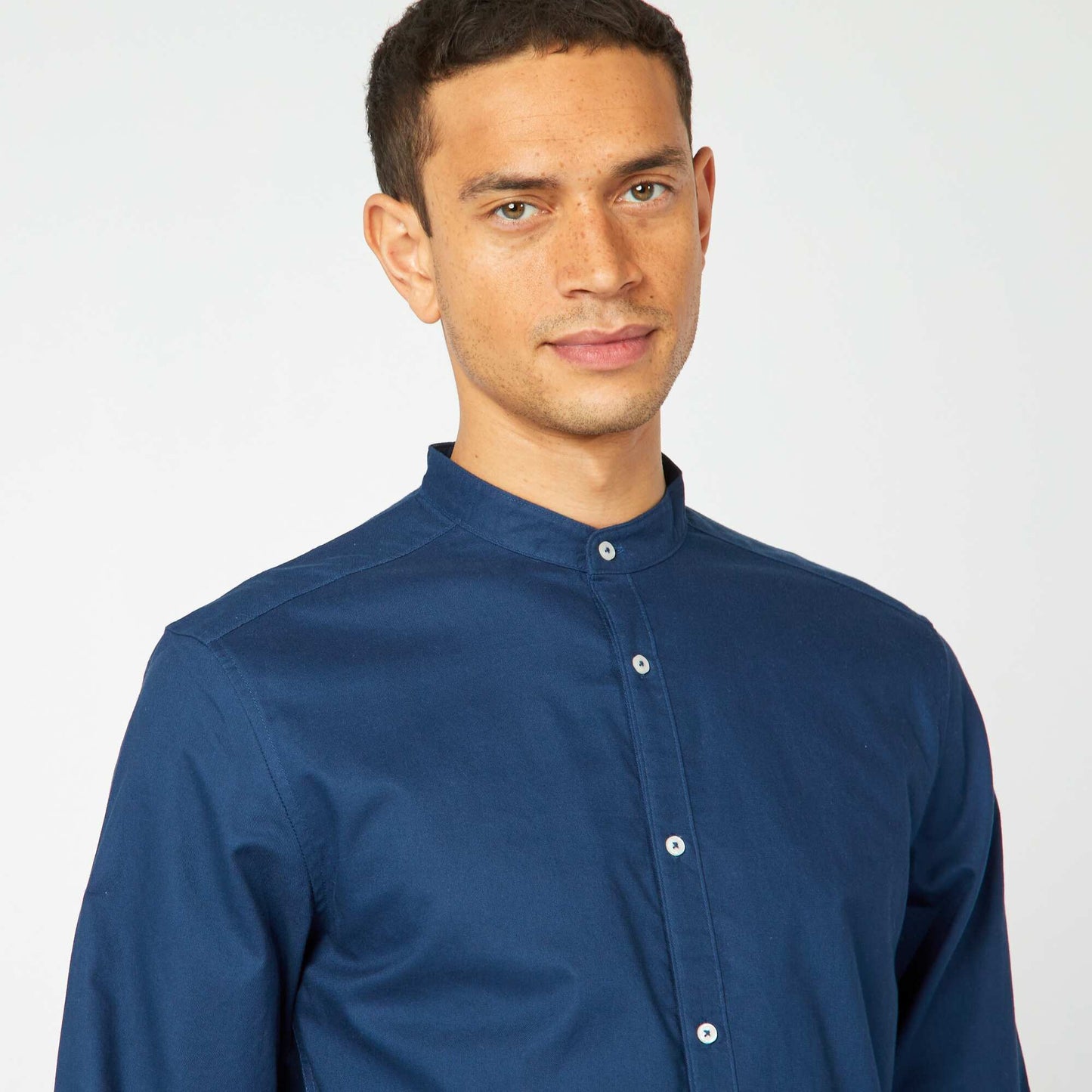 Oxford shirt with mandarin collar BLUE