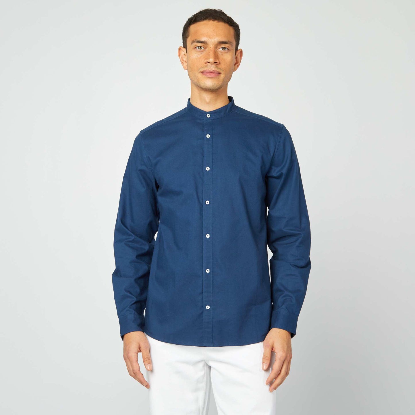 Oxford shirt with mandarin collar BLUE