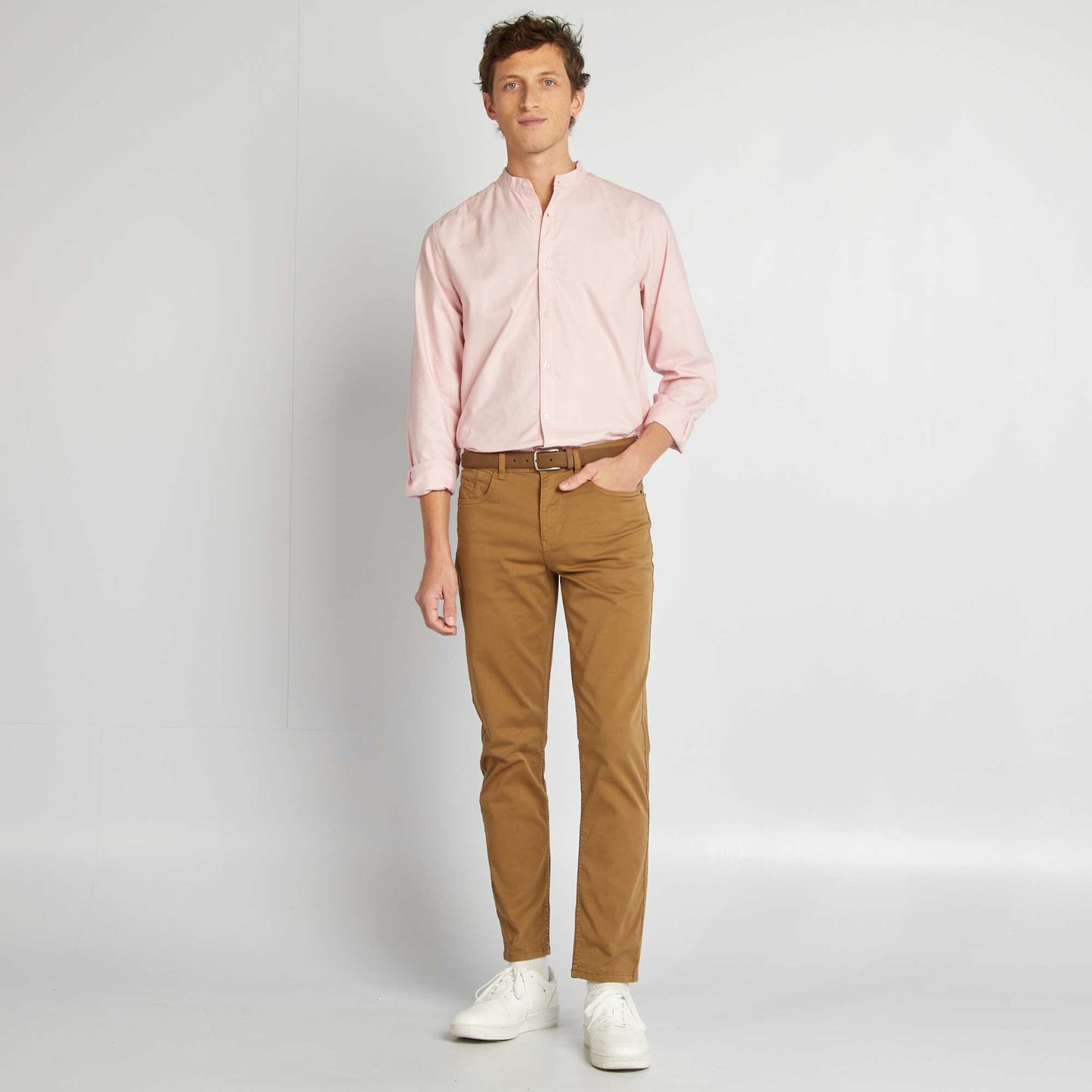 Oxford shirt with mandarin collar PINK