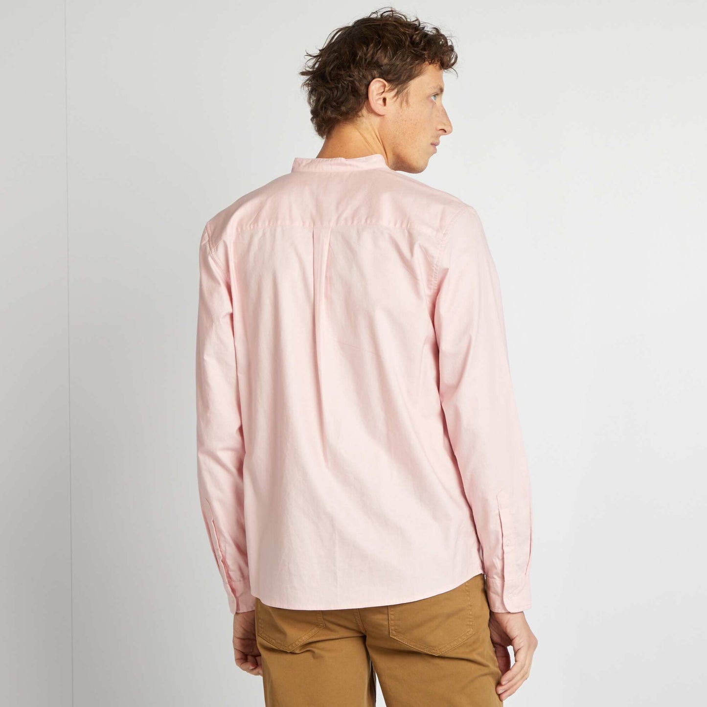 Oxford shirt with mandarin collar PINK