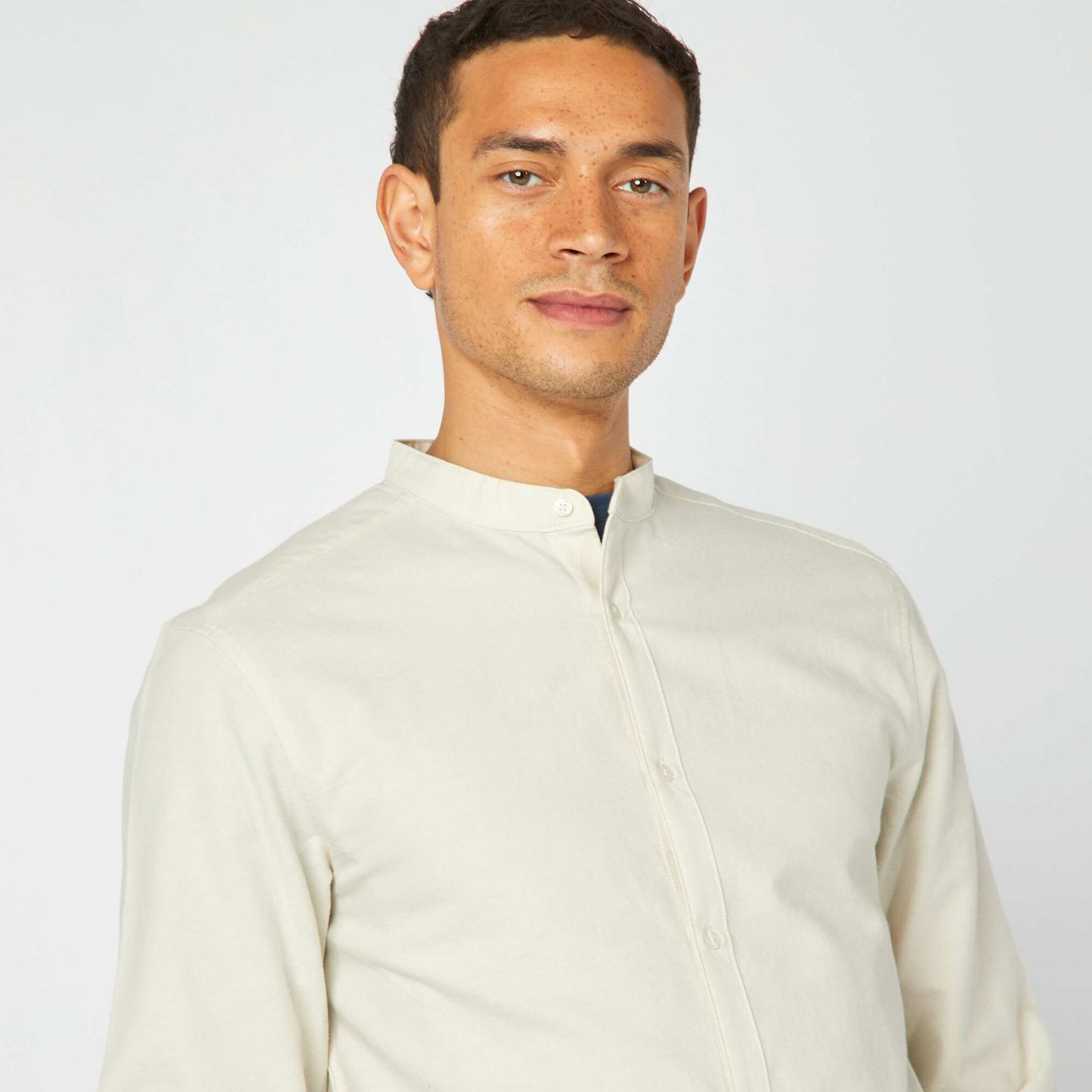 Oxford shirt with mandarin collar GREY