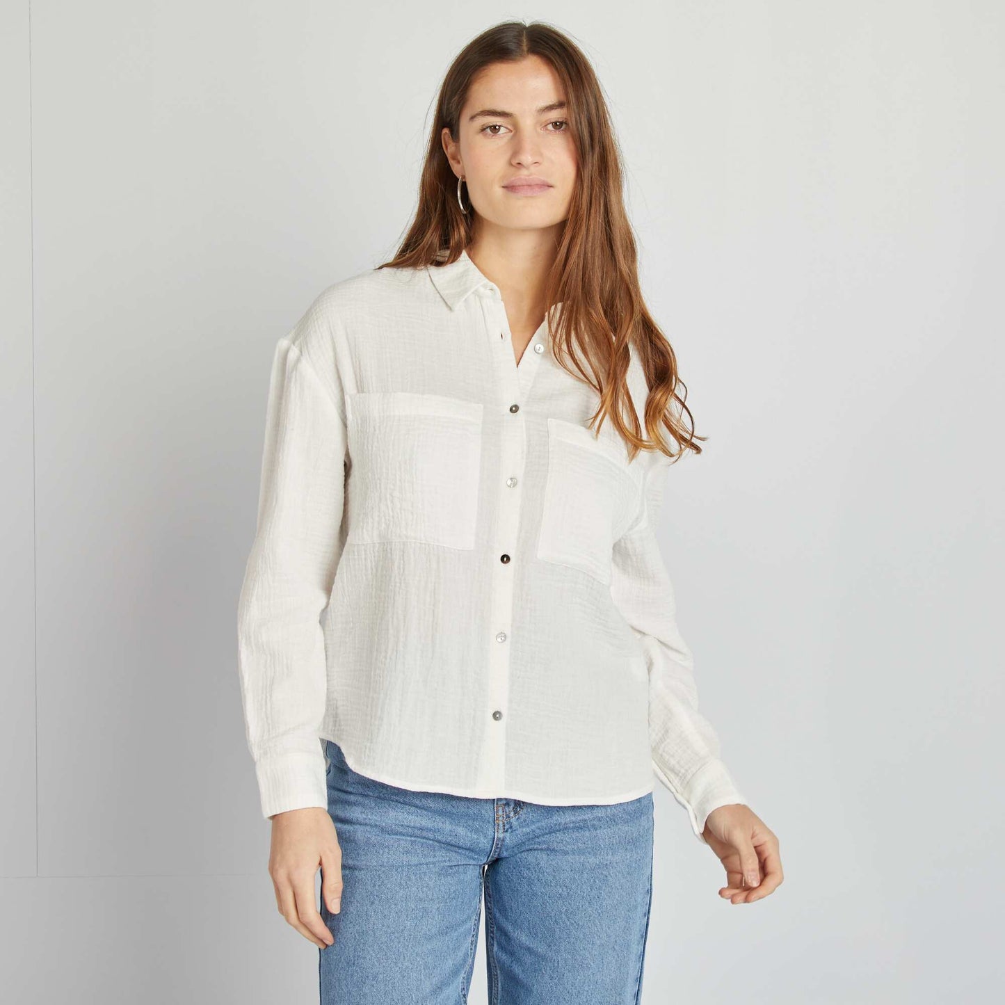 Cotton gauze blouse WHITE