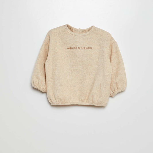 Plush knit sweater BEIGE