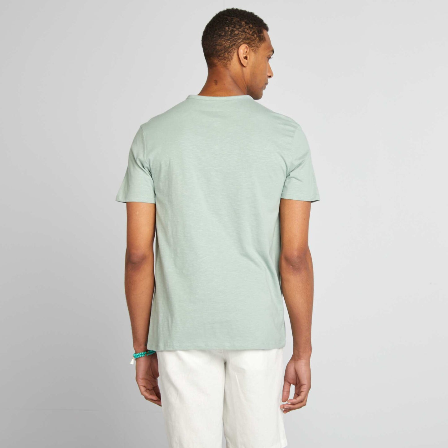 Jersey T-shirt with grandad collar GREEN