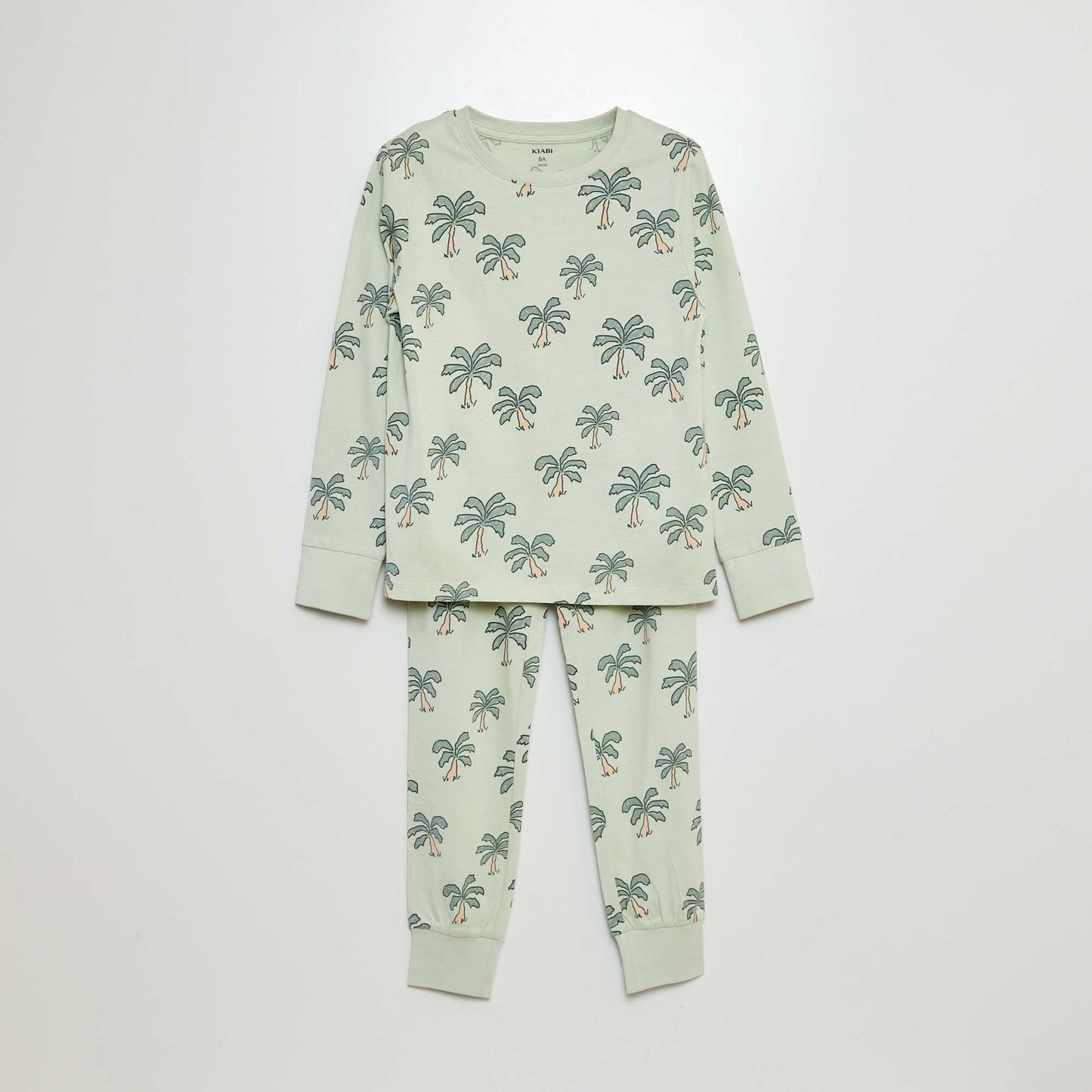 Palm tree print long pyjamas - 2-piece set GREEN