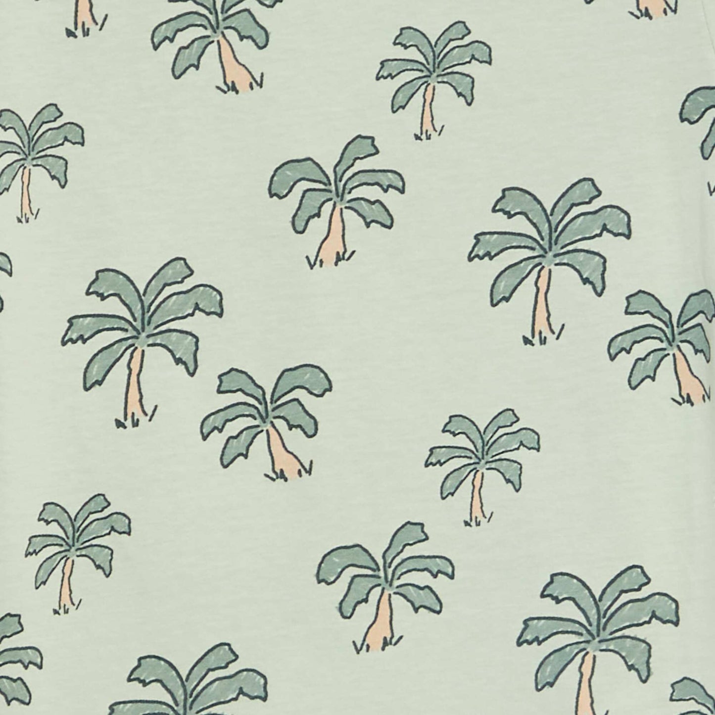 Palm tree print long pyjamas - 2-piece set GREEN