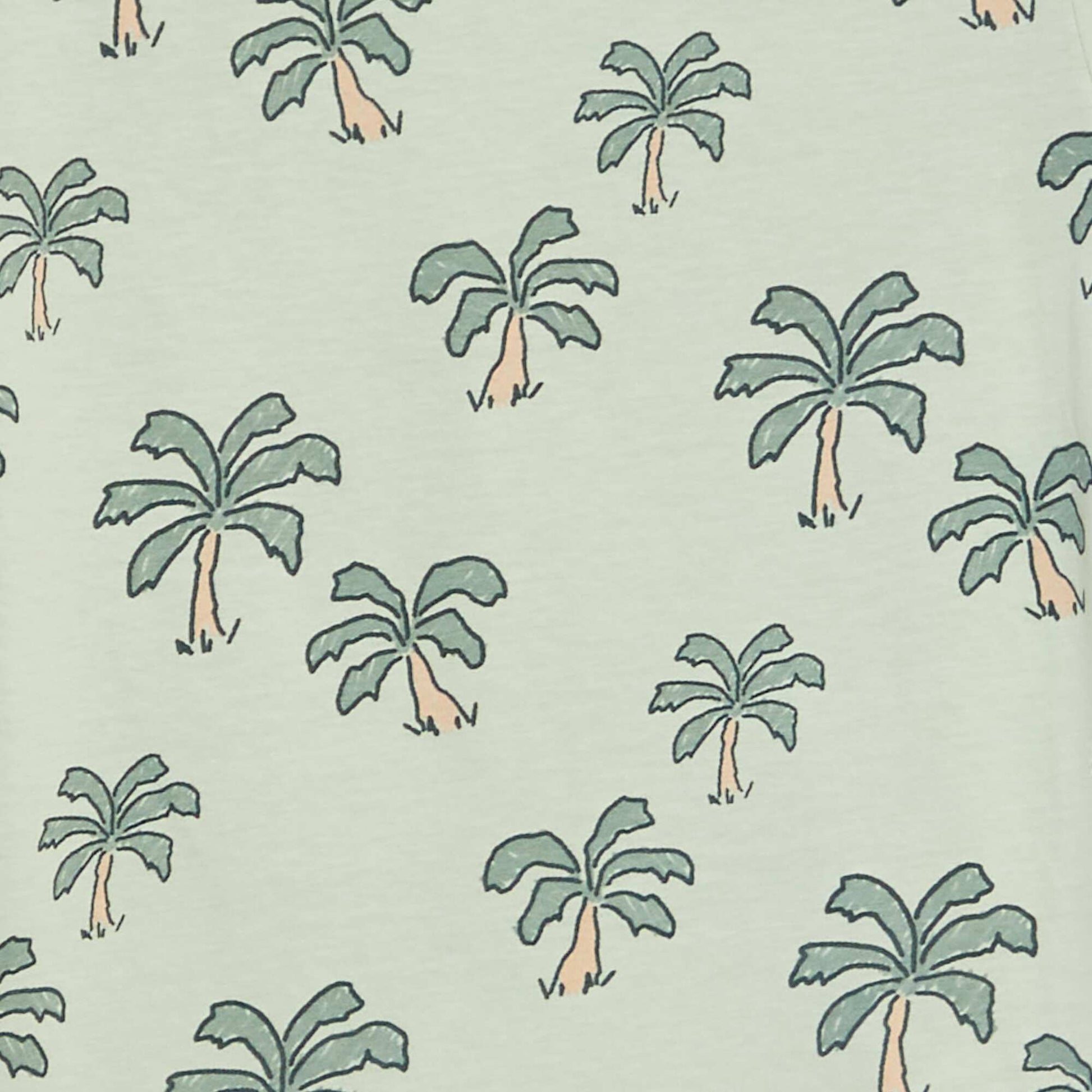 Palm tree print long pyjamas - 2-piece set GREEN