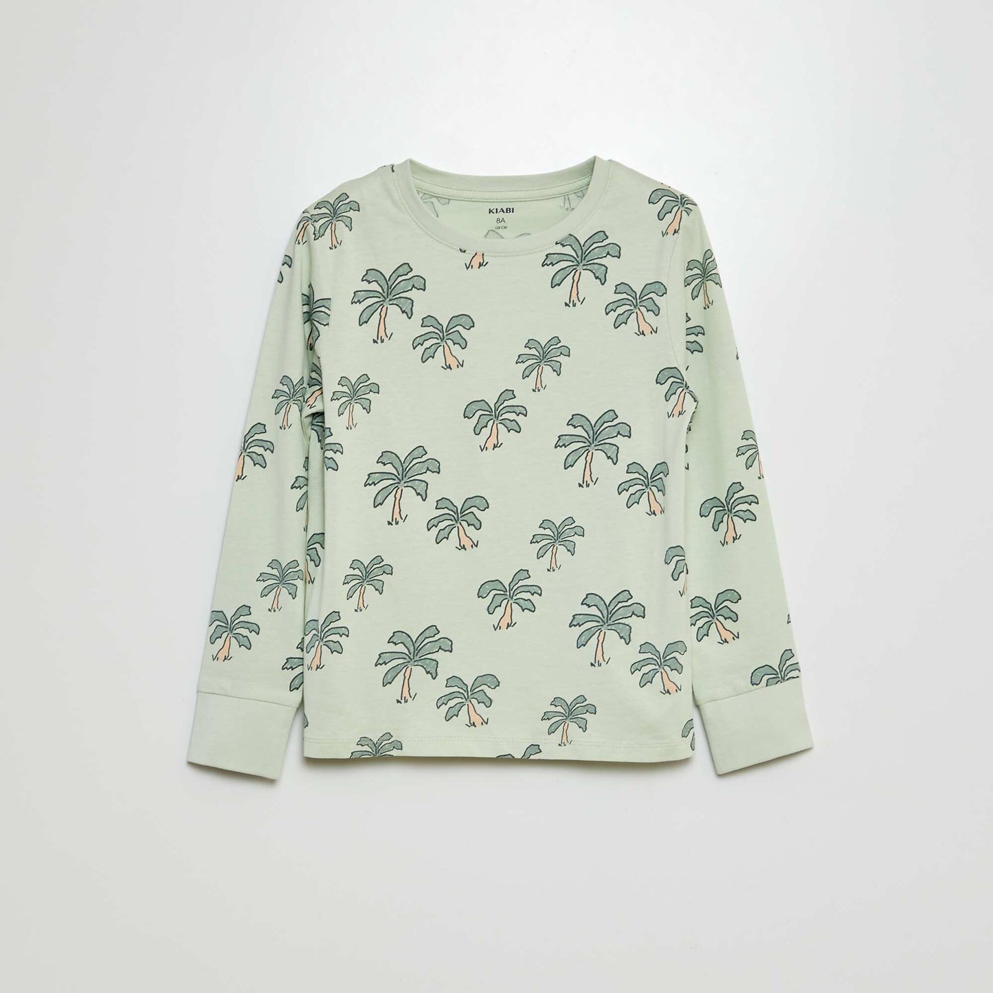 Palm tree print long pyjamas - 2-piece set GREEN
