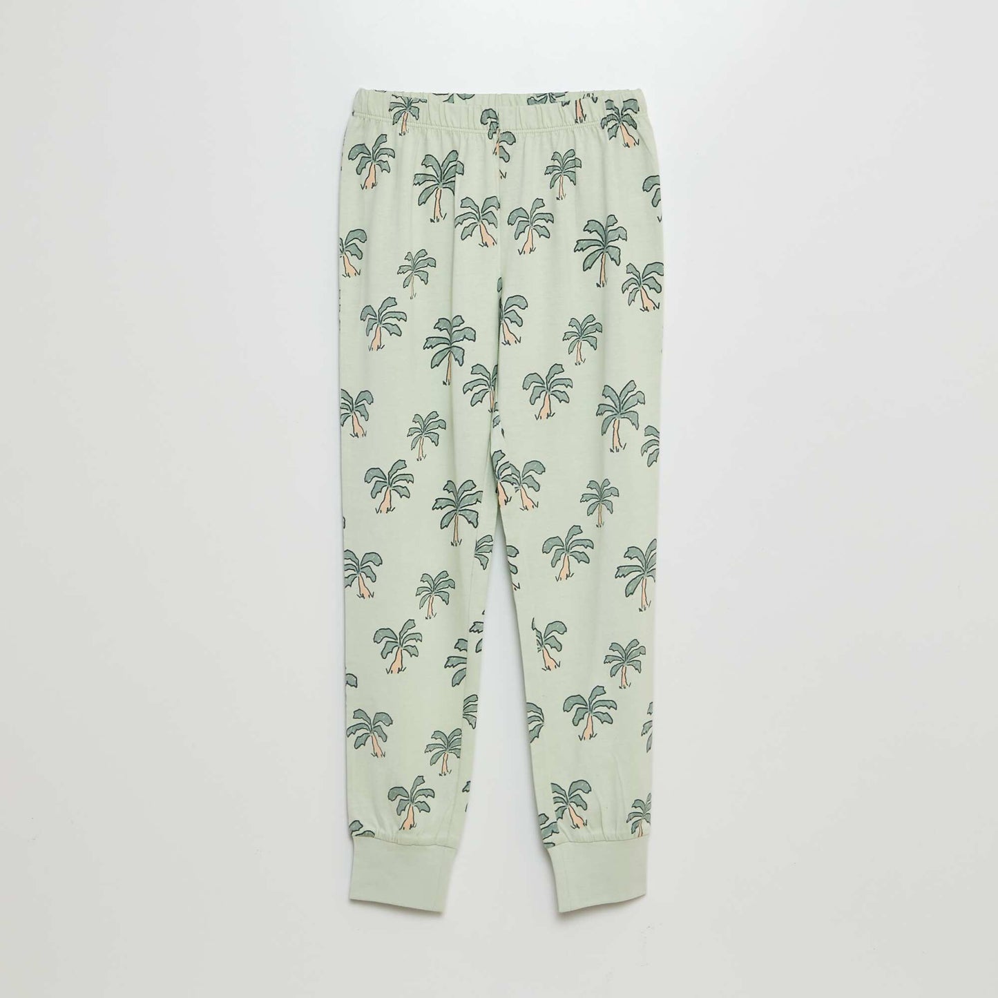 Palm tree print long pyjamas - 2-piece set GREEN