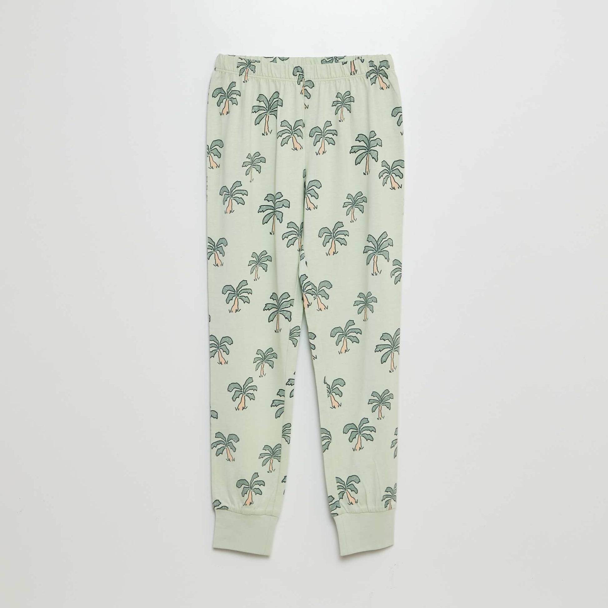 Palm tree print long pyjamas - 2-piece set GREEN