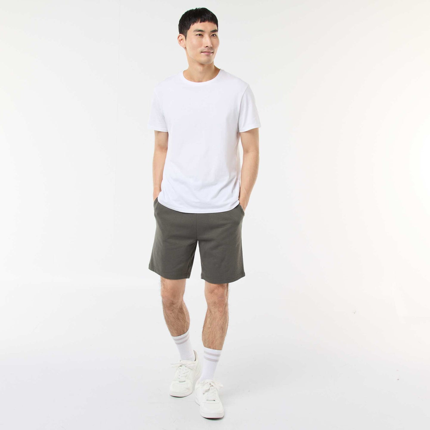Lightweight fleece Bermuda shorts KHAKI
