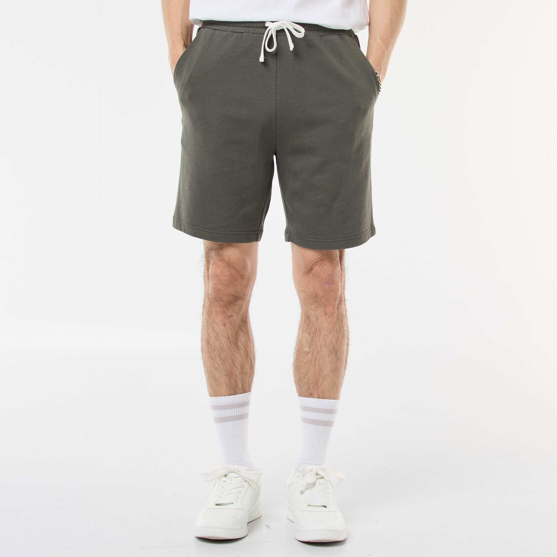 Lightweight fleece Bermuda shorts KHAKI