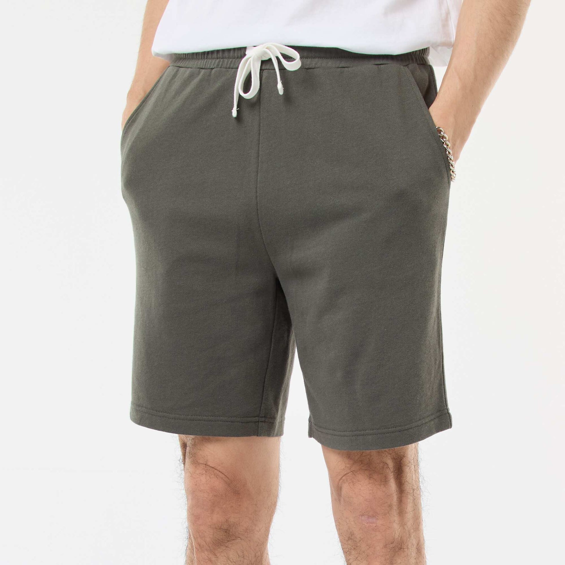 Lightweight fleece Bermuda shorts KHAKI
