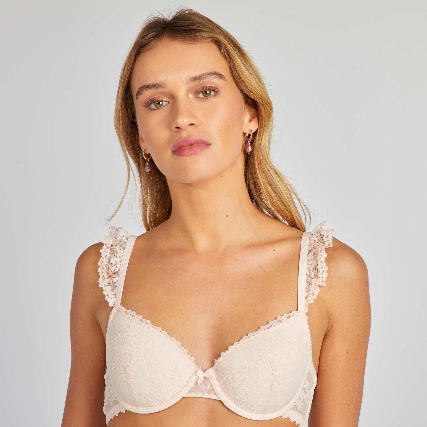 Lace demi-cup bra PINK