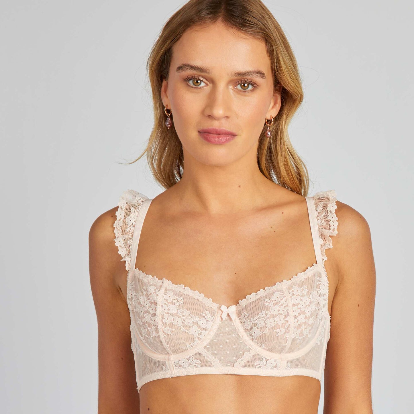 Lace demi-cup bra PINK