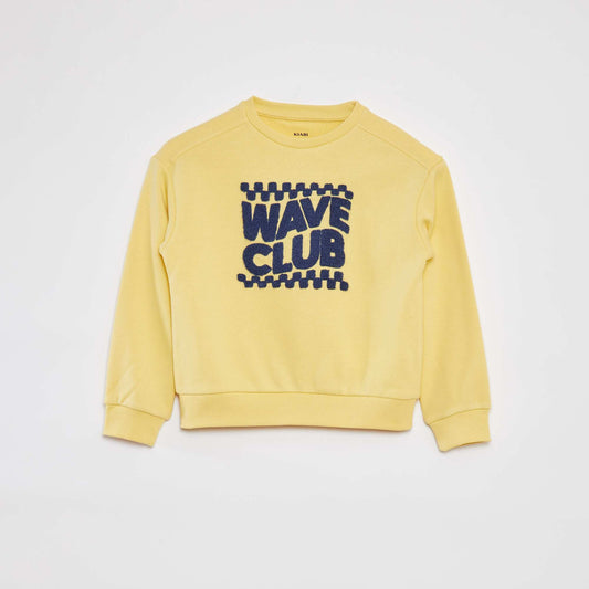 Sweatshirt with bouclé knit lettering YELLOW