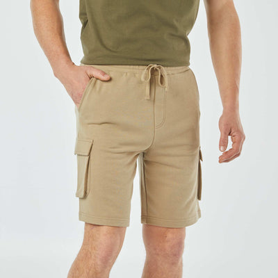 Multi-pocket sweatshirt fabric Bermuda shorts BEIGE