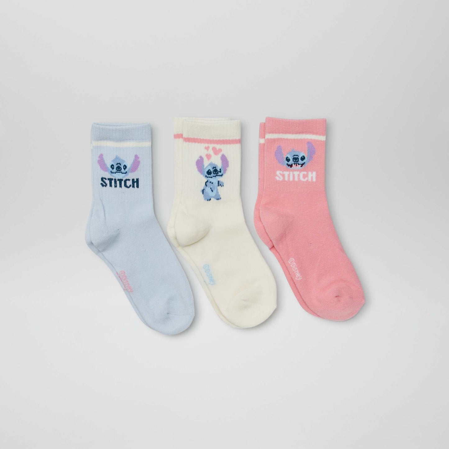 'Stitch' socks - Pack of 3 BLUE