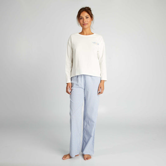 T-shirt and trousers pyjama set - 2-piece set WHITE