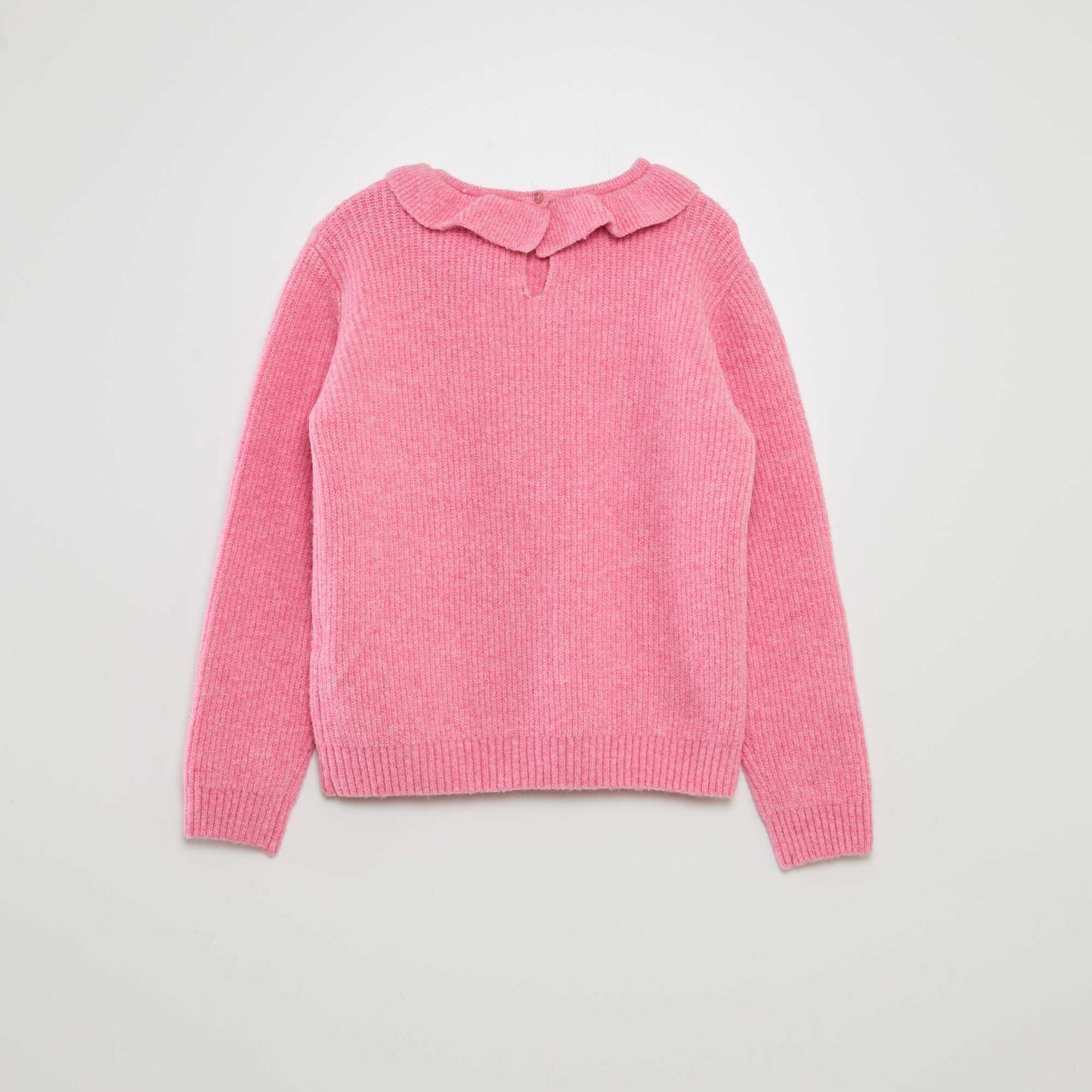 Plush knit sweater with ruffle PINK