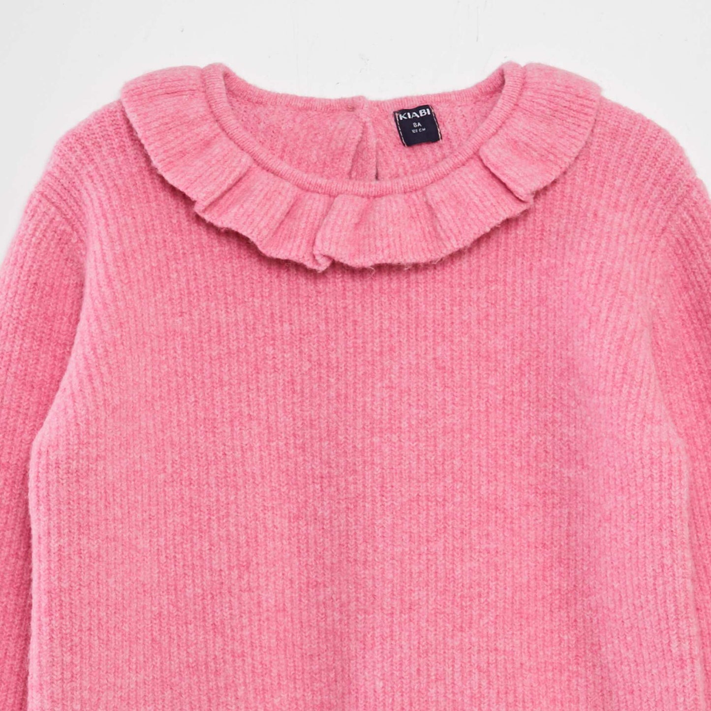 Plush knit sweater with ruffle PINK