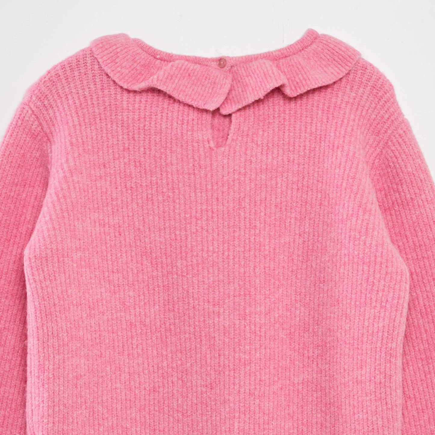 Plush knit sweater with ruffle PINK